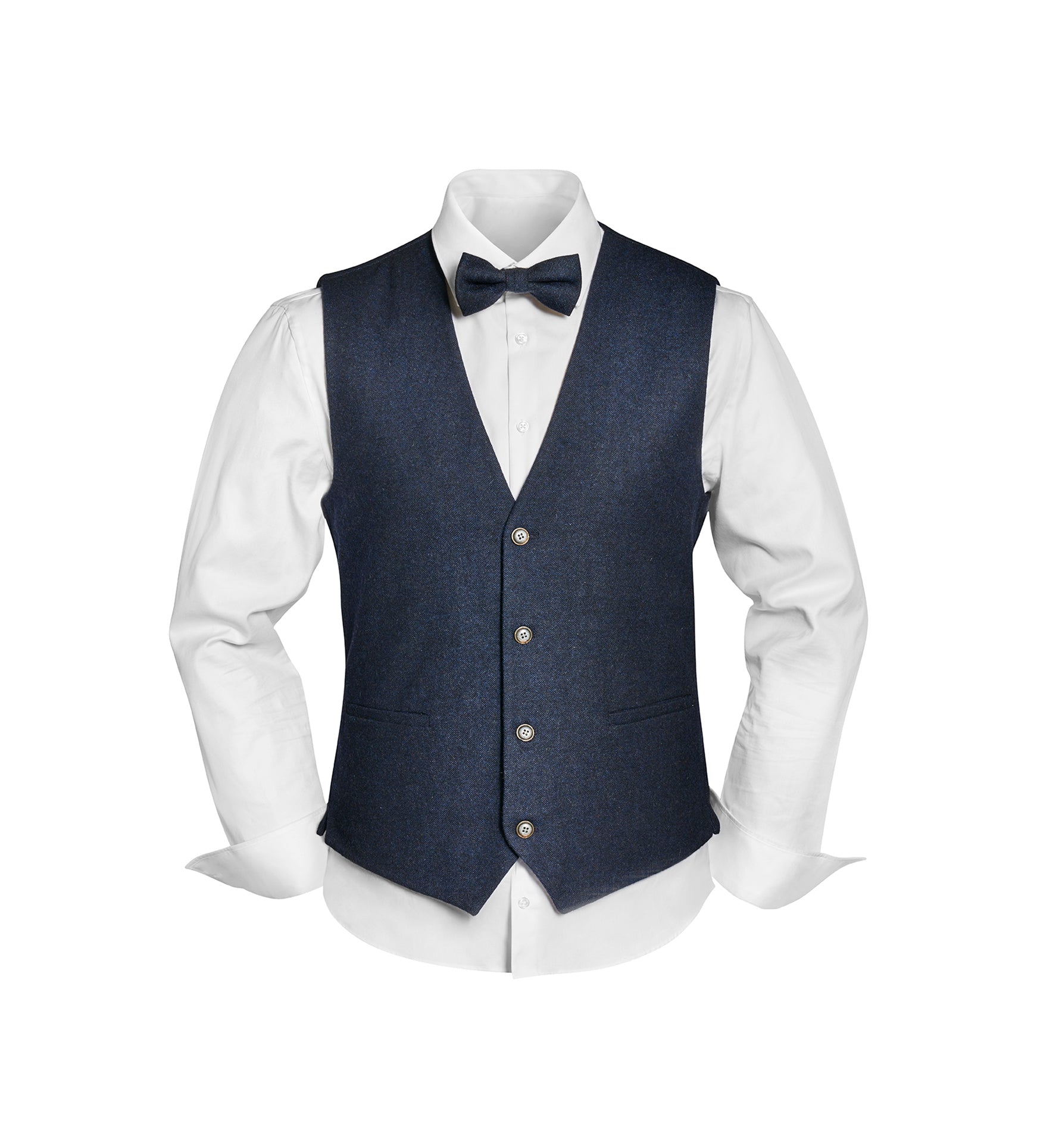 Prince Bowtie Vintage-Outfit inklusive Weste, Fliege & Einstecktuch in Wollmischung