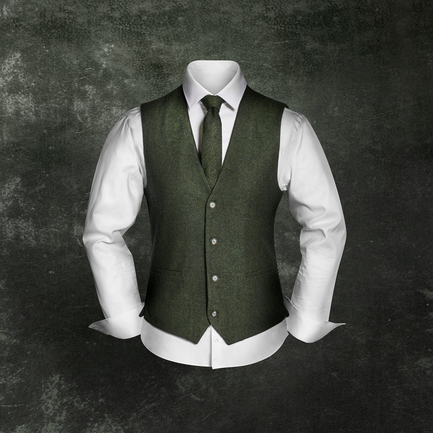 Vintage-Outfit inklusive Weste, Krawatte & Einstecktuch in Wollmischung