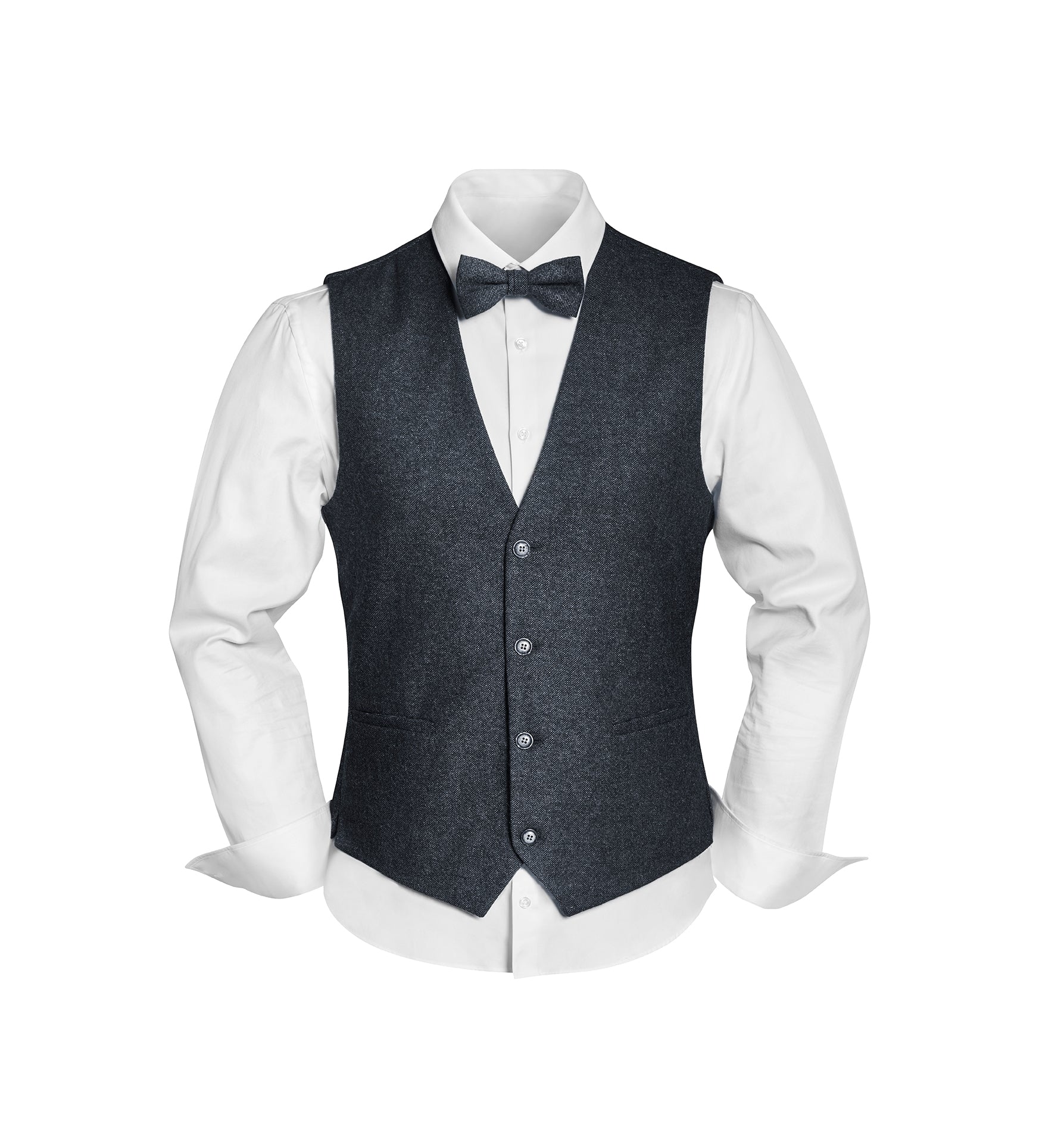 Prince Bowtie Vintage-Outfit inklusive Weste, Fliege & Einstecktuch in Wollmischung