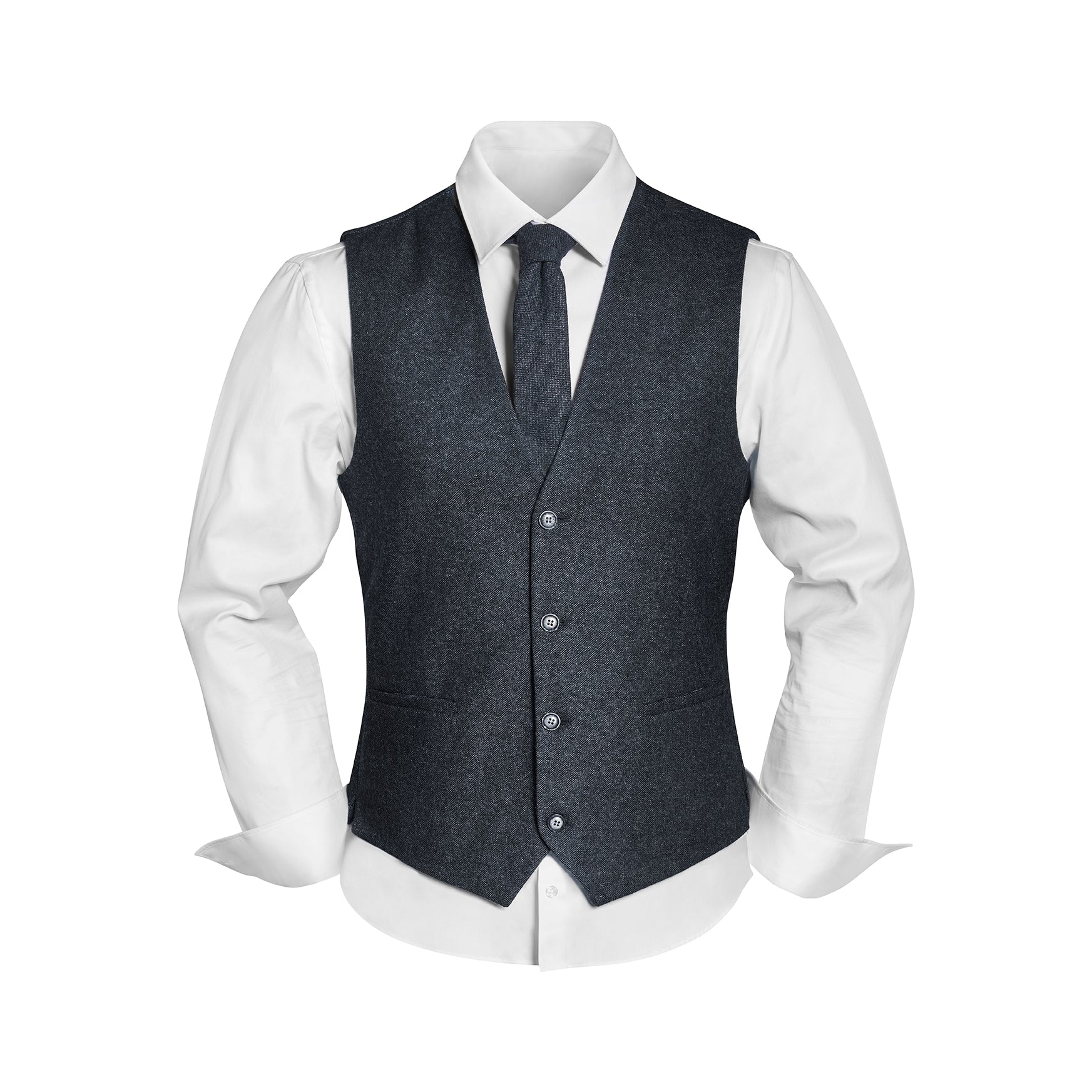 Prince Bowtie Vintage-Outfit inklusive Weste, Krawatte & Einstecktuch in Wollmischung - Anthrazit