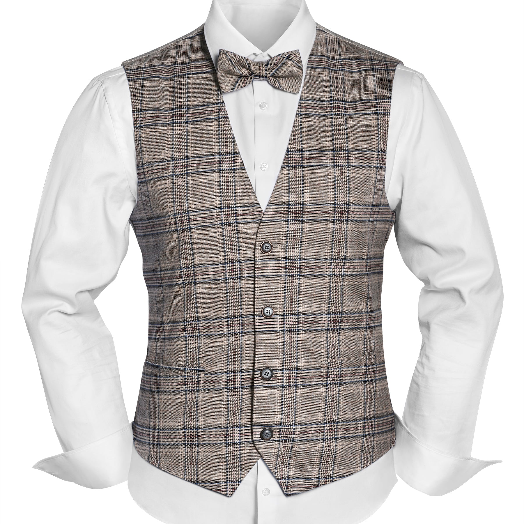 Prince Bowtie Set Weste, Fliege & Einstecktuch in Viskosemischung - Beige