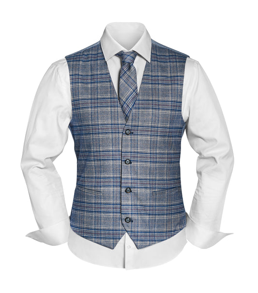 Secret Sale - Vintage-Outfit inklusive Weste, Krawatte & Einstecktuch in Viskosemischung