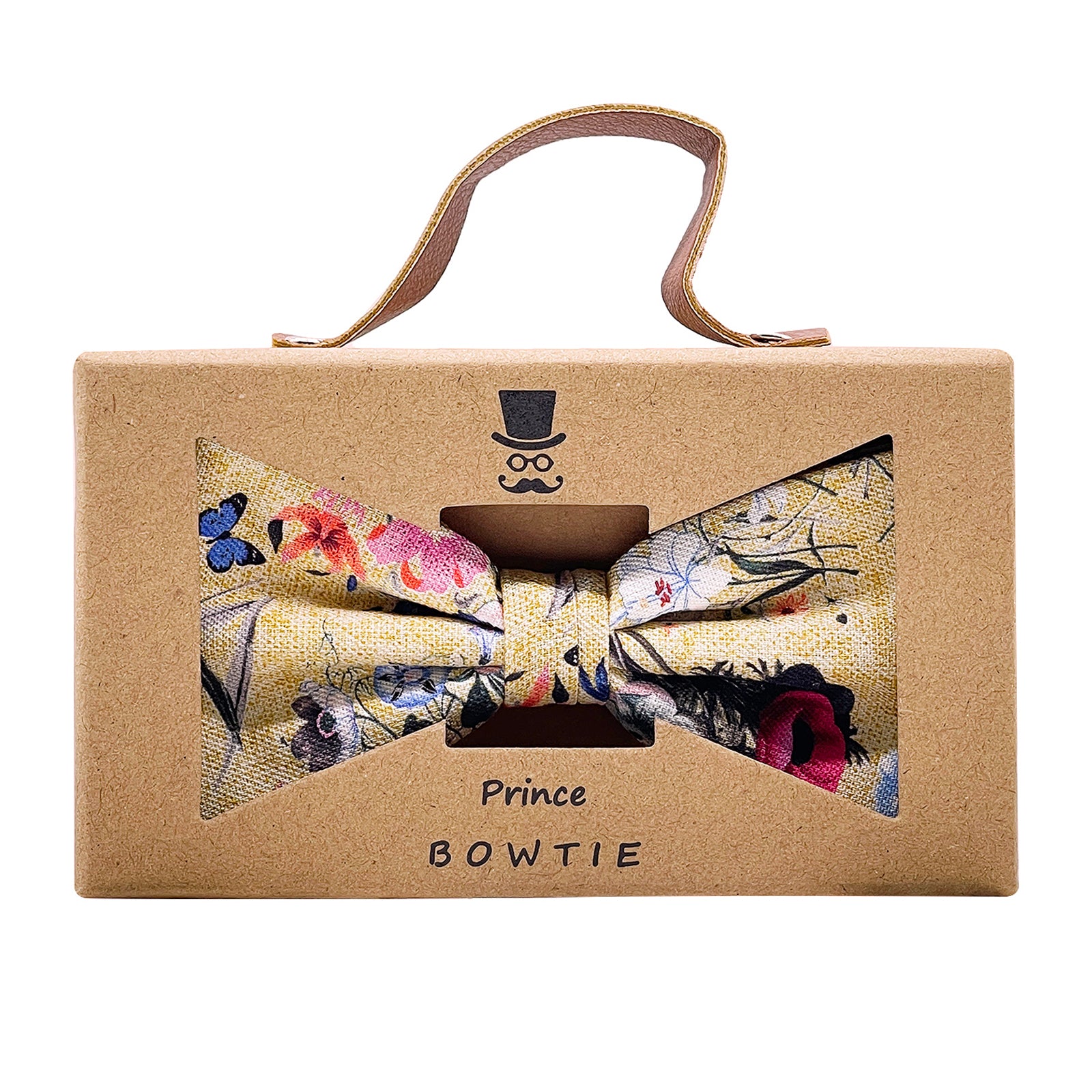 Prince Bowtie Fliege mit floralem Druck - Box - Gelb